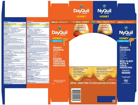 VICKS DayQuil NyQuil SEVERE HONEYCOLD and FLU 포장