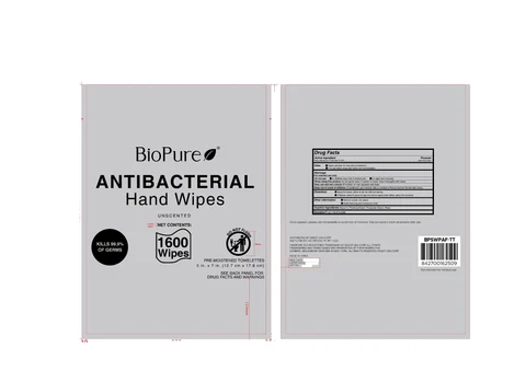 BIOPURE 1600CT ANTIBACTERIAL HAND WIPES 포장
