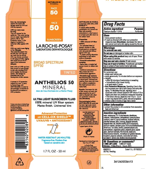La Roche Posay Laboratoire Dermatologique Anthelios 50 Tinted Mineral Face Broad Spectrum SPF 50 Sunscreen packaging