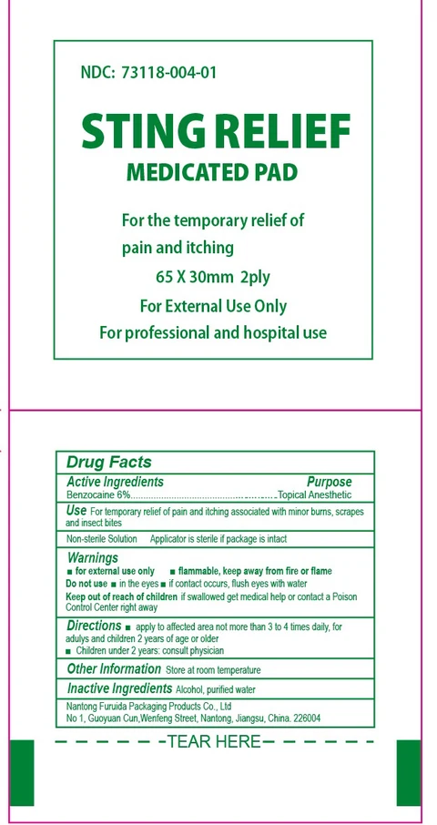 STING RELIEF MEDICATED PAD 포장