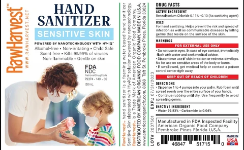 RawHarvest Hand Sanitizer Sensitive Skin 포장