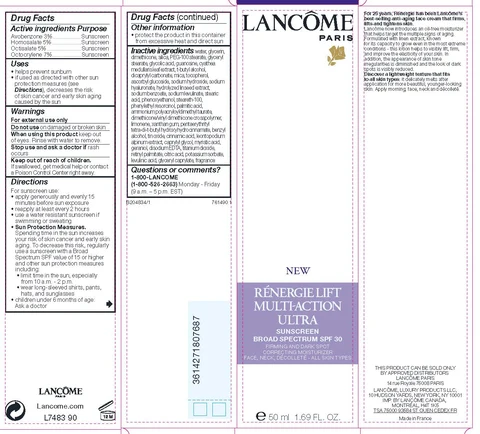 Lancome Paris Renergie Lift MultiAction Ultra Firming and Dark Spot Correcting Moisturizer Broad Spectrum SPF 30 Sunscreen packaging
