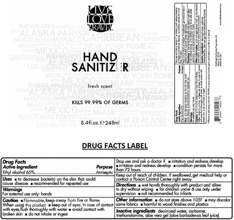 Live Love Travel Hand Sanitizer packaging