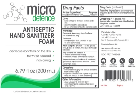 MICRO DEFENCE ANTISEPTIC HAND SANITIZER FOAM 포장