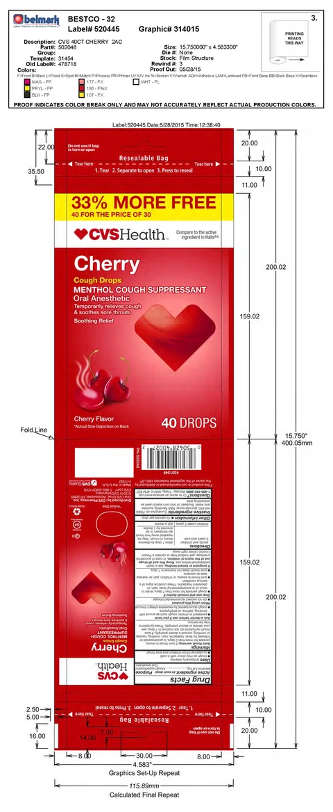 cherry cough drops packaging