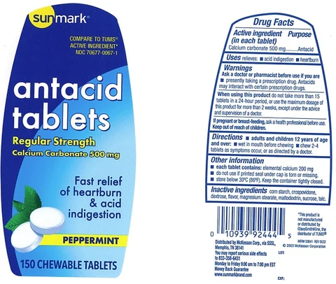 Sunmark Regular Strength Antacid Peppermint 포장