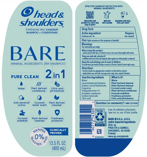 Head and Shoulders Bare Minimal Ingredients Pure Clean 2in1 packaging