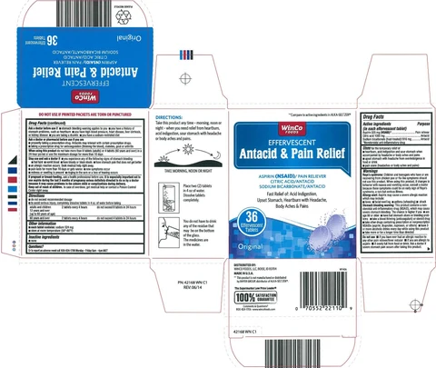 WinCo Foods Effervescent Antacid and Pain Relief packaging