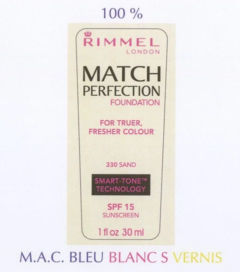 Rimmel LondonMatch Perfection Foundation - Sand (330) packaging