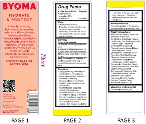 Byoma Moisturizing Gel Sunscreen Broad Spectrum SPF 30 packaging
