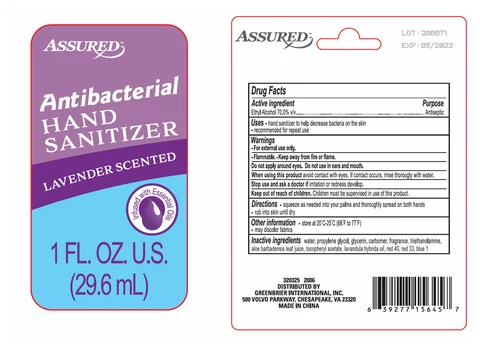 LAVENDER SCENTED 1OZ HAND SANITIZER packaging