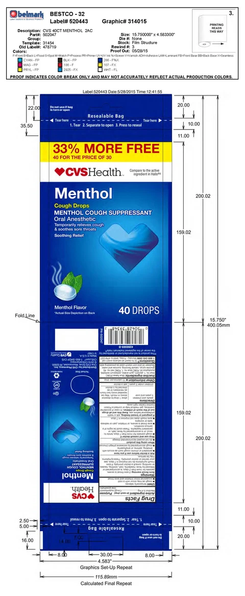 menthol cough drops 포장