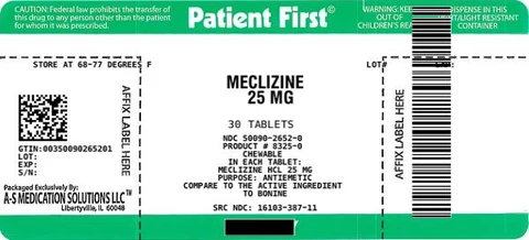 MECLIZINE packaging