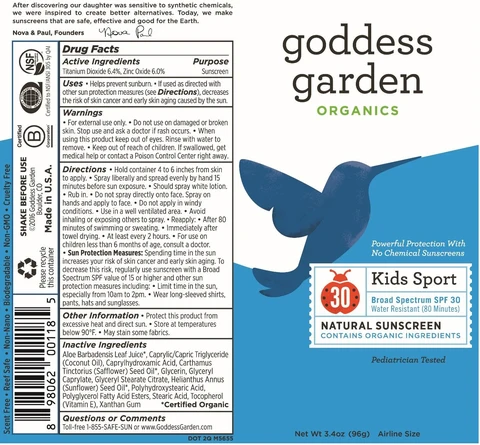 Kids Sport Natural Mineral Sunscreen Broad SpectrumSPF 30 packaging