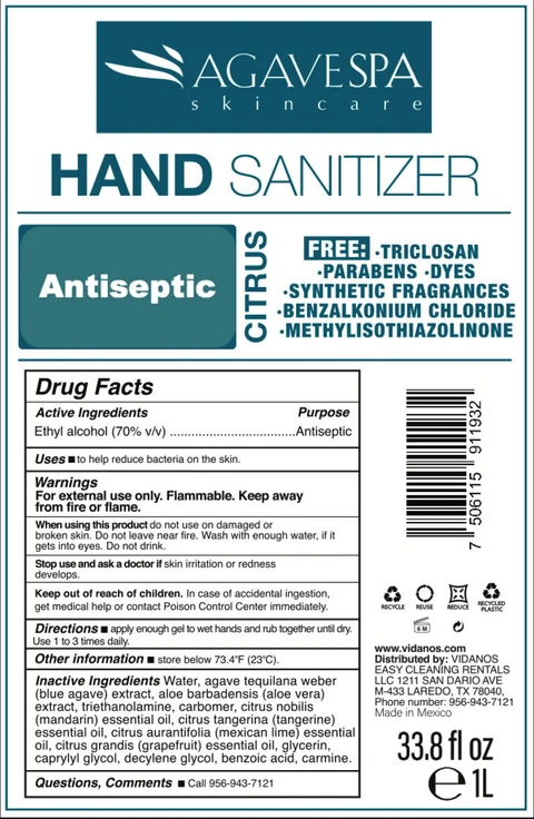 HAND SANITIZER AGAVESPA SKINCARE 포장