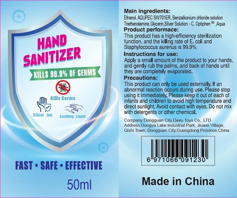 Hand Sanitizer packaging