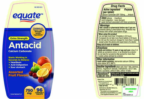 equate Extra Strength AntacidAssorted Fruit Flavors packaging