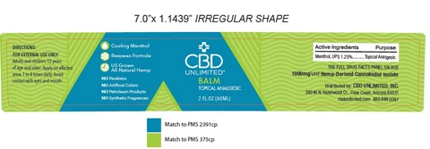 CBD UNLIMITED BALM TOPICAL ANALGESIC packaging