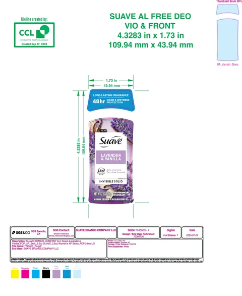 Suave Invisible Solid Antiperspirant Deodorant Lavender and Vanilla 포장