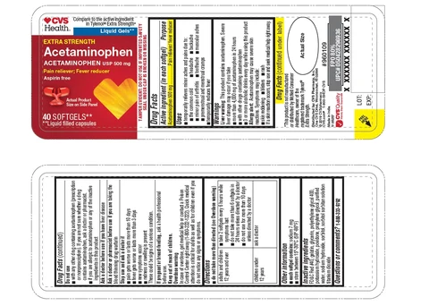 CVS Health Extra Strength Acetaminophen Softgels packaging