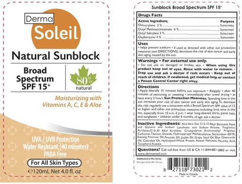 DERMA SOLEIL NATURAL SUNBLOCK SPF 15 포장