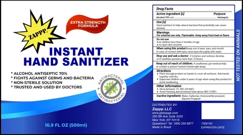 ZAPPP instant hand sanitizer 포장