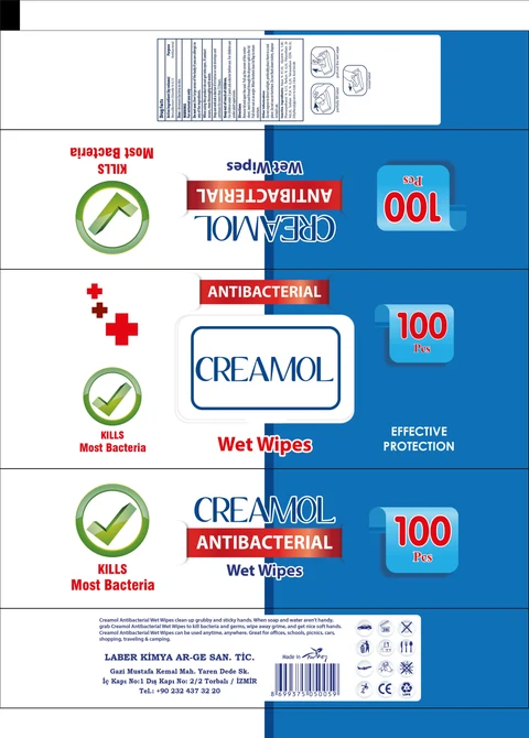 Creamol Antibacterial Wet Wipes 100 pcs 포장