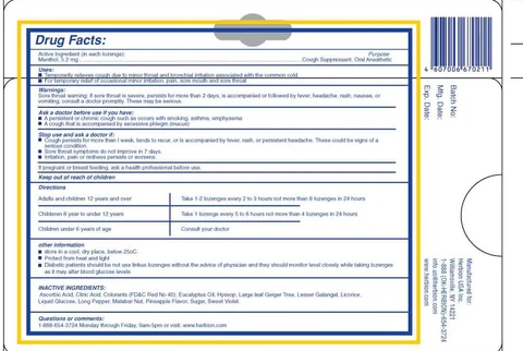 Linkus Lozenges Pineapple Back Label