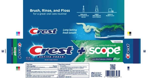 Crest PlusActive Fresh Scope plus Whitening 포장