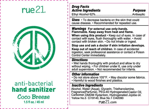 Rue21 Coco Breeze Anti-Bacterial Hand Sanitizer 포장