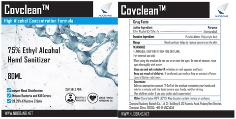 Covclean 75% Ethyl Alcohol Hand Sanitizer 포장