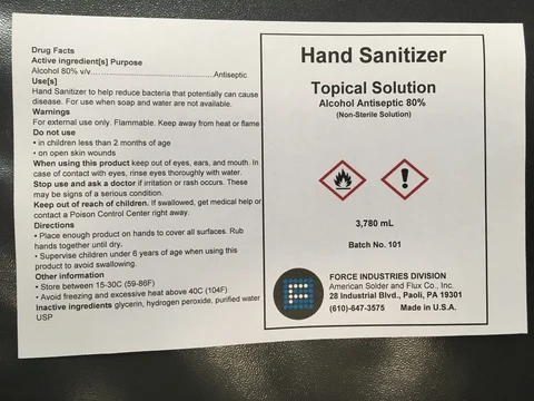 Hand Sanitizer packaging
