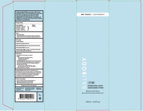 Bali Body Hydrating Body Sunscreen SPF50 포장