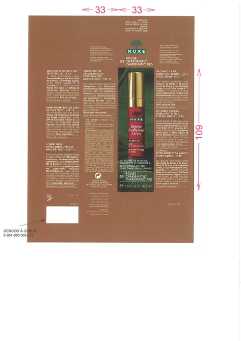 BAUME PRODIGIEUX LEVRES 04 RED CHARISMATICNUTRI-PROTECTING LIP CARE SPF 15 포장