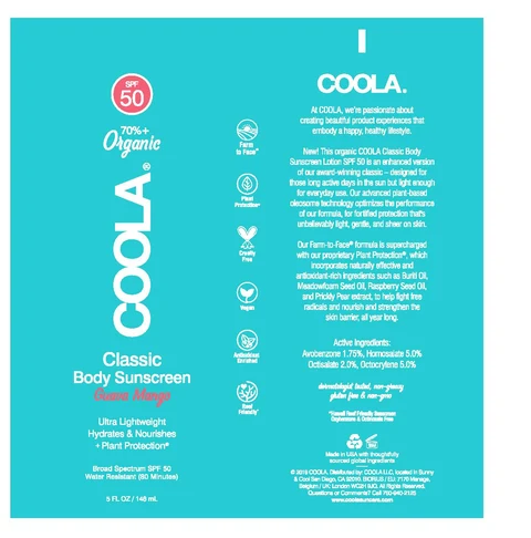 COOLA Classic Body Sunscreen Guava MangoSPF 50 packaging