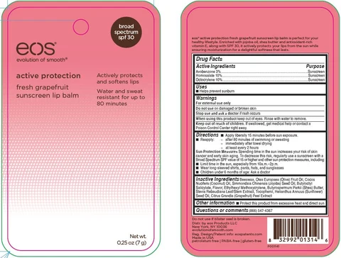 eos active protection fresh grapefruit sunscreen lip balm broad spectrum spf 30 packaging