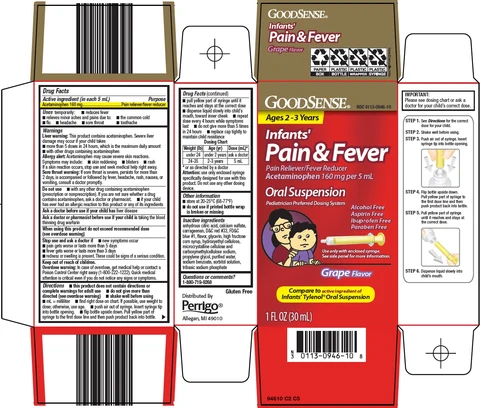 good sense pain and feverinfants packaging