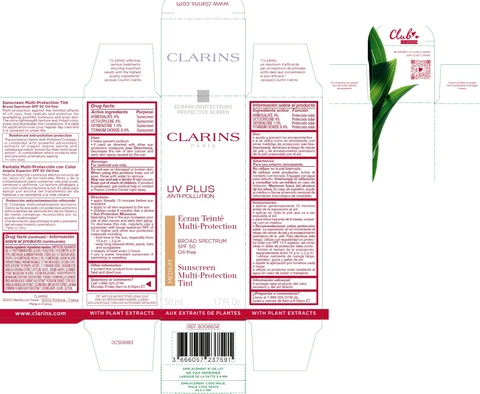 Clarins UV PLUS ANTI-POLLUTION B.S. SPF 50, Sunscreen Multi-Protection Tint Medium packaging