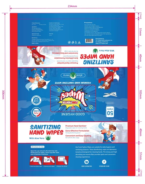 Tri-Titans Funk Fighter Hand Sanitizing Wipes packaging