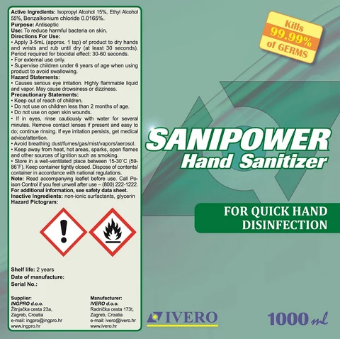SANIPOWER Hand Sanitizer 포장