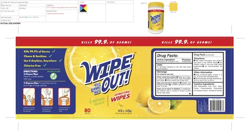 WIPE OUT Antibacterial Wipes Lemon Scent packaging