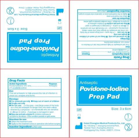 Antiseptic Povidone-lodine Prep Pad 포장