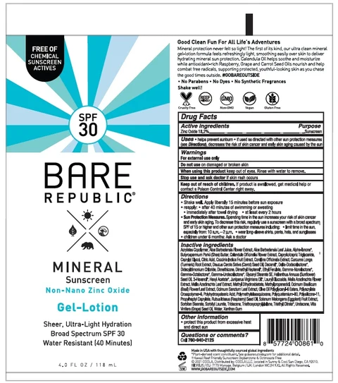 Coola Bare Republic Mineral Body Gel-LotionSPF 30 포장