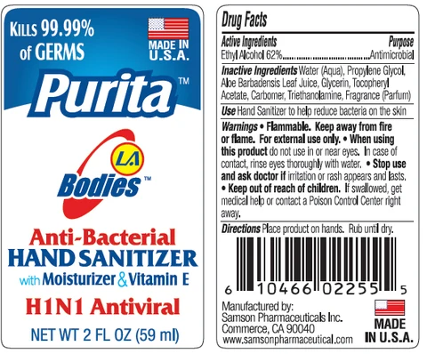LA Bodies Purita Anti-Bacterial Hand Sanitizer packaging