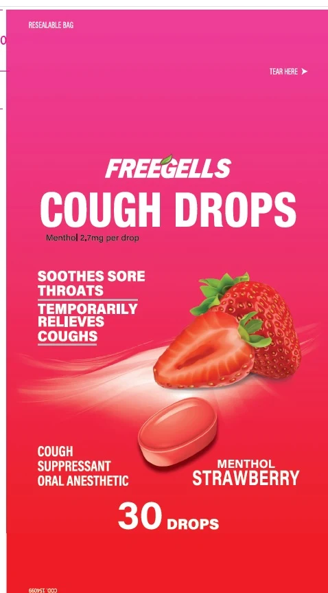 Cough Drops Freegells Strawberry 30ct 포장