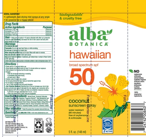 Alba Botanica Hawaiian SPF 50 Coconut 포장