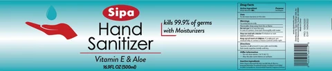 Sipa Hand Sanitizer With Moisturizers Vitamin E and Aloe 포장