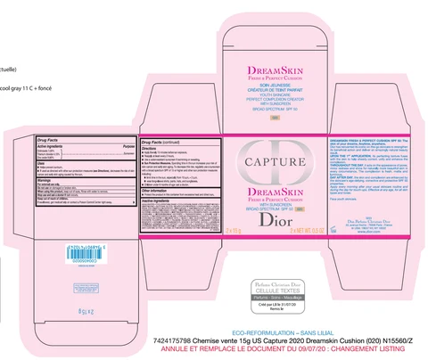 CAPTURE DREAMSKIN FRESH and PERFECT CUSHION WITH SUNSCREEN BROAD SPECTRUM SPF 50 020 packaging