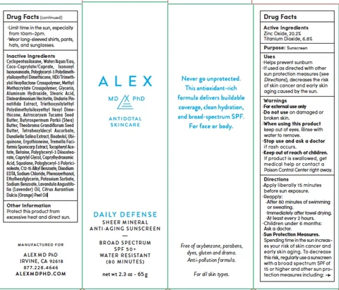 ALEX MD PHD Sheer Mineral Sunscreen 포장
