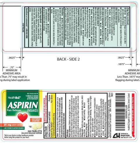 Aspirin 81mg Enteric coatedLow Strength Aspirin Regimen 포장